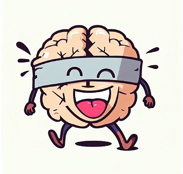 Laughing brain with a bandage